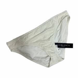 La Blanca White Lace Women Swimming Bikini Bottom Style LB4BC93 UPF 50+ Size 14